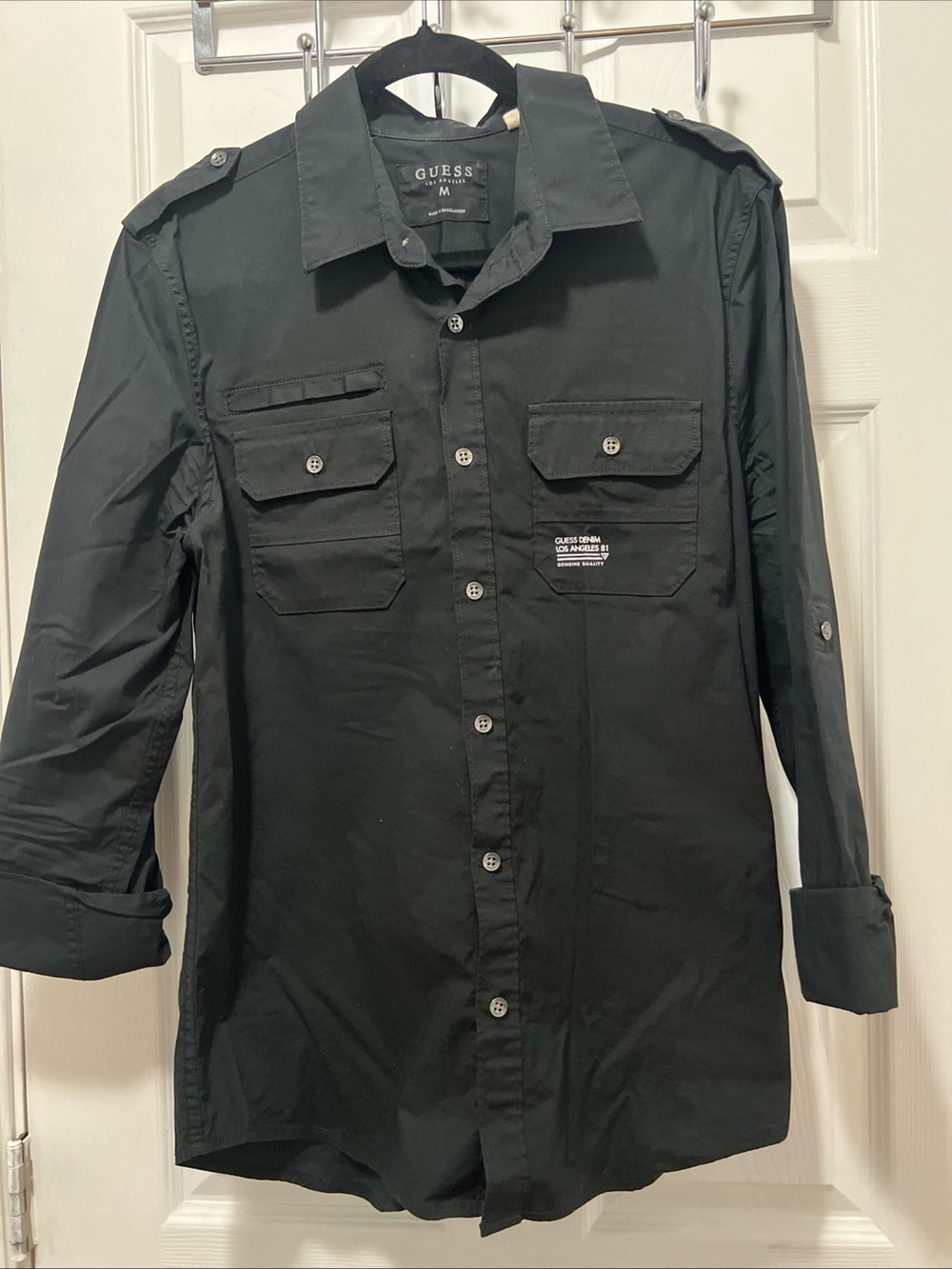 GUESS Black Lightweight Military-Style Shirt Jacket